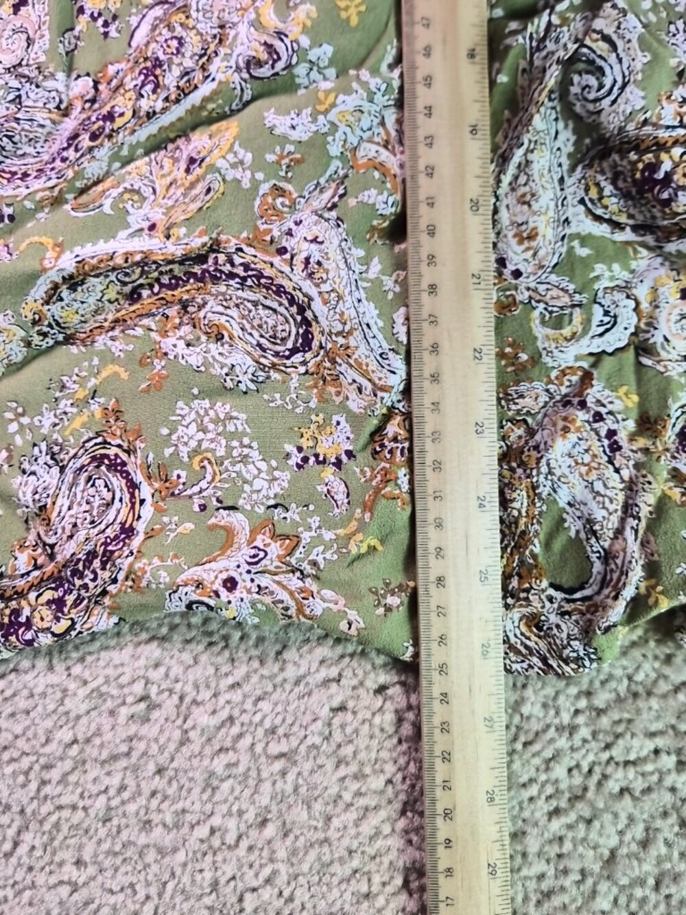 Melloday Womens Size L Green Paisley Smocked Empire Waist Boho Tunic Top F957 - Picture 10 of 11